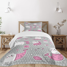 Mermaid Cat Bedspread Set