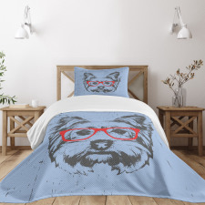 Fun Portrait Red Glasses Bedspread Set