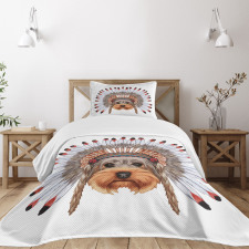 Bonnet Wearing Dog Bedspread Set