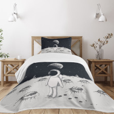 Space Children Happy Bedspread Set