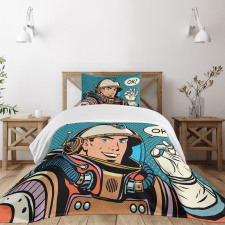 Space Man Gesturing Bedspread Set