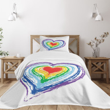 Nested Rainbow Heart Bedspread Set