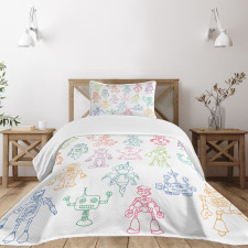 Robots Performing Tasks Bedspread Set