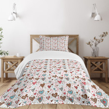 Various Shaped Hearts Bedspread Set