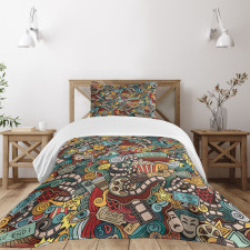 Cinema Items Popcorn Bedspread Set