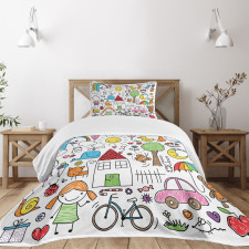 House Girl and Boy Bear Bedspread Set