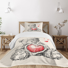 Detailed Teddy Bear Bedspread Set