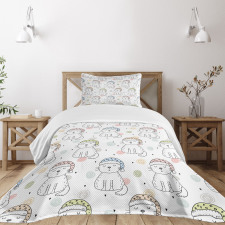 Sleeping Colorful Cat Bedspread Set