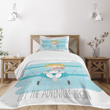 Girl on Plane Bedspread Set