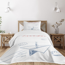 Paper Plane Sketch Bedspread Set