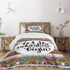 Geometric Aztec Motifs Bedspread Set