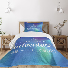 Marine Phrase on Blue Bedspread Set