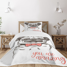 Portrait of a Dog Cartoon Bedspread Set