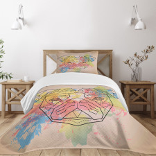 Vibrant Colored Line Art Bedspread Set