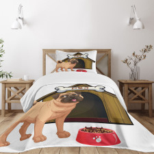 Dog House Cartoon Style Bedspread Set