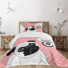 I Love Dogs Paw Print Logo Bedspread Set