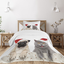 Christmas Themed Dog Photo Bedspread Set