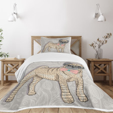 Hipster Dog Nerdy Glasses Bedspread Set