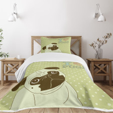 Tilted Head Dog Funny Bedspread Set