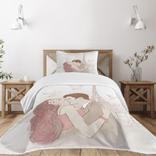 Romantic Man and Woman Bedspread Set
