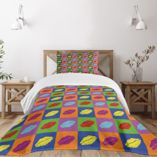 Vibrant Pop Art Kisses Bedspread Set