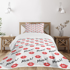 Red Woman Lips Romance Bedspread Set