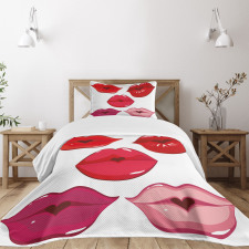Woman Lips Kiss Affection Art Bedspread Set