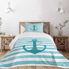 Ship Anchor Marine Life Bedspread Set