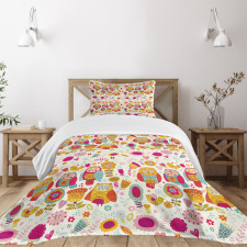 Sixties Style Abstract Bird Bedspread Set