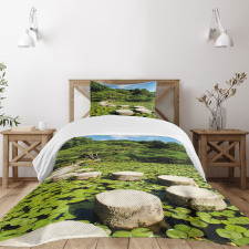 Japanese Stone Path Lotus Bedspread Set