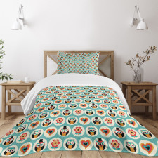 Clothed Owls Male Female Bedspread Set