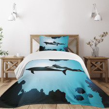 Diver Girl with Dolphin Bedspread Set