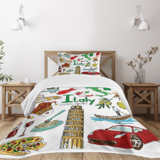 Fun Colorful Sketch Style Bedspread Set