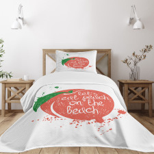 Soft Fruit Quirky Words Bedspread Set