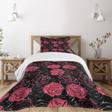 Ombre Rose Blooom Art Bedspread Set