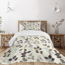 Doodle Leaves Earth Tone Bedspread Set