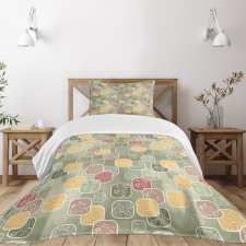 Geometric Squares Swirls Bedspread Set