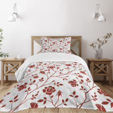 Monochrome Rose Leaves Bedspread Set