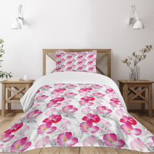 Watercolor Poppy Romance Bedspread Set