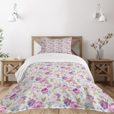 Pastel Tones Leaves Bedspread Set