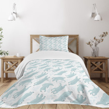 Swimming Polar Bears Sea Bedspread Set