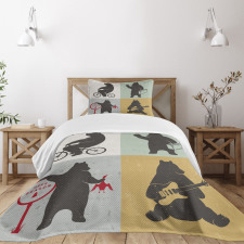 Funny Frames Drawing Style Bedspread Set