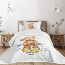 Teddy Bear Rain Umbrella Bedspread Set