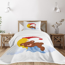 Kids Cartoon Baby on Moon Bedspread Set