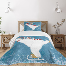 Ice Skating Polar Bear Bedspread Set