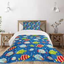 Vibrant Fish Marine Art Bedspread Set