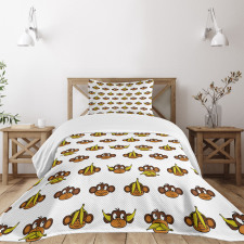 Funny Monkeys Bananas Bedspread Set