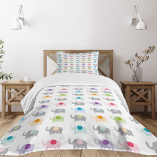 Colorful Fun Elephants Bedspread Set