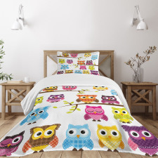 Patchwork Style Owls Bedspread Set