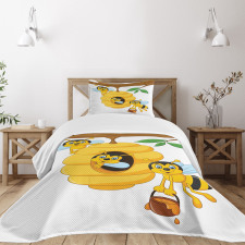 Tree with Beehive Honey Bedspread Set